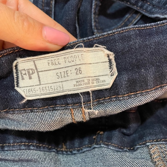 Size 26 Free People Brady Wash Denim Overalls with Intentional Distressing - Picture 6 of 8